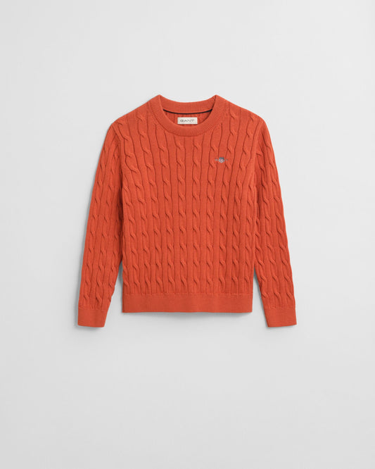 Kids Shield Cotton Cable Knit Crew Neck Sweater