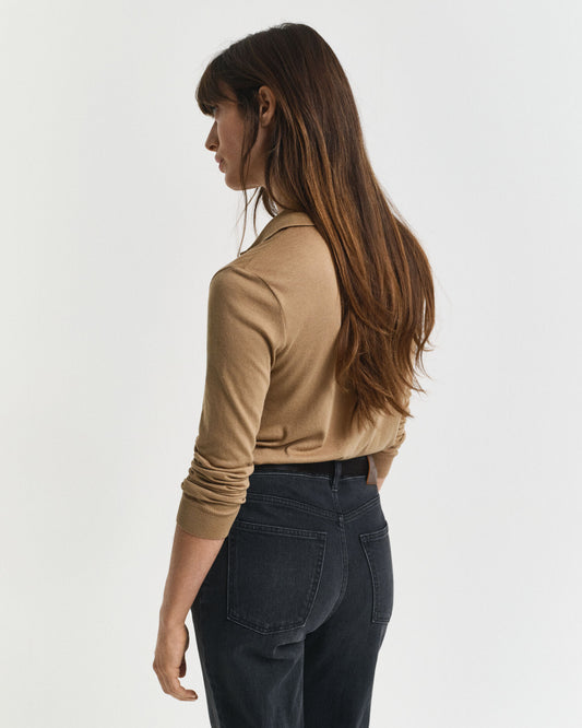 Seamless Buttoned Long Sleeve Polo Shirt