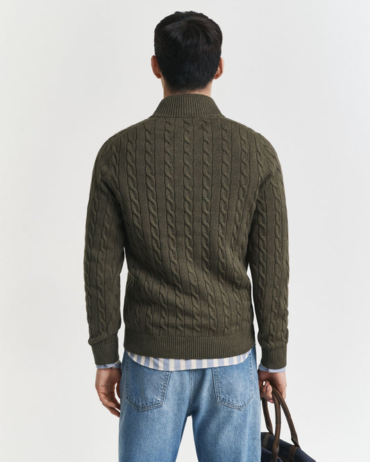 Cotton Cable Knit Half-Zip Sweater