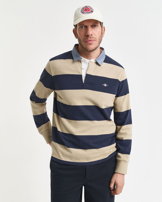Chambray Collar Striped Heavy Rugger