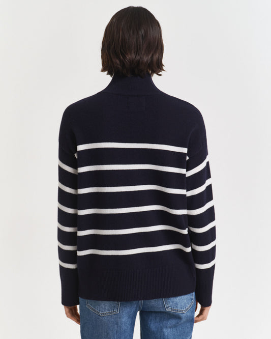 Striped Superfine Lambswool Turtleneck Sweater