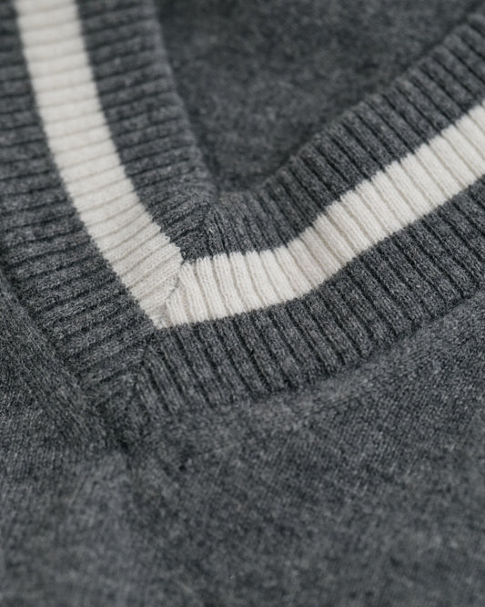 Superfine Lambswool Contrast V-Neck Sweater