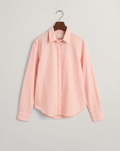 Women's Regular Fit Striped Poplin Shirt - PEACHY PINK
