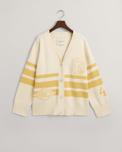 Women's Varsity V-Neck Cardigan - CREAM