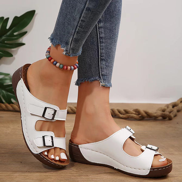😍Last Day 50% OFF😍-Women's Double Buckle Adjustable Slides Orthopedic Sandals