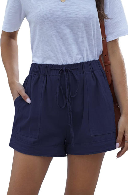 Womens Lightweight Shorts Casual Baggy Trendy Short Pants Elastic Waist Drawstring Comfy Shorts