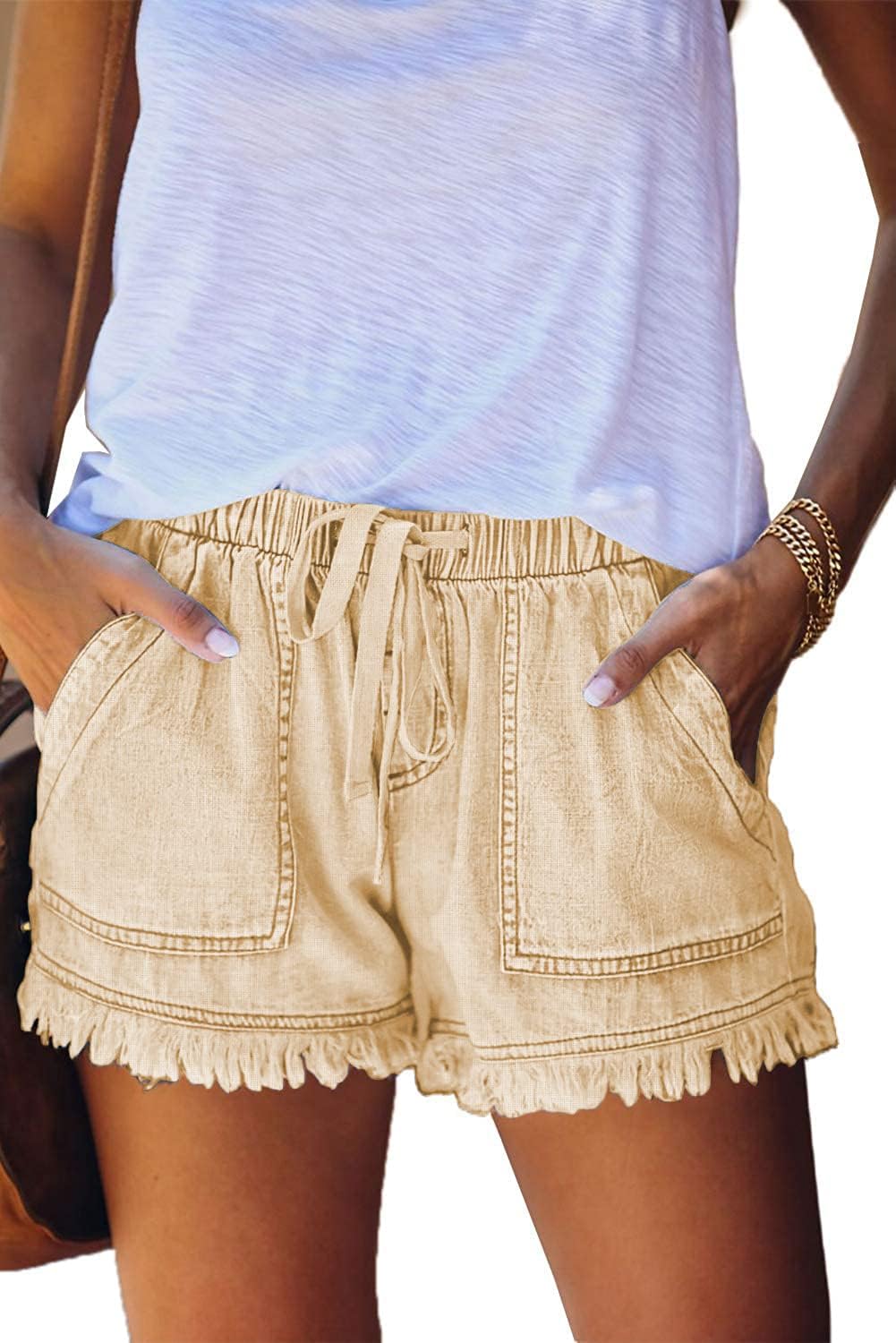 Womens Lightweight Shorts Casual Baggy Trendy Short Pants Elastic Waist Drawstring Comfy Shorts