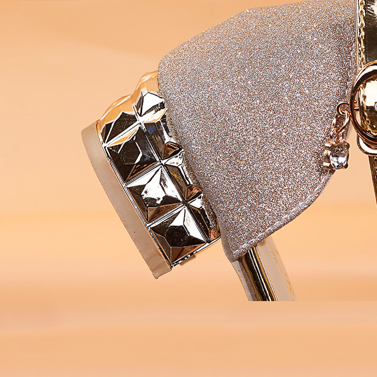 Energyjohn Women Summer 2025 Round-toe Rhinestone Peep-toe Sandals