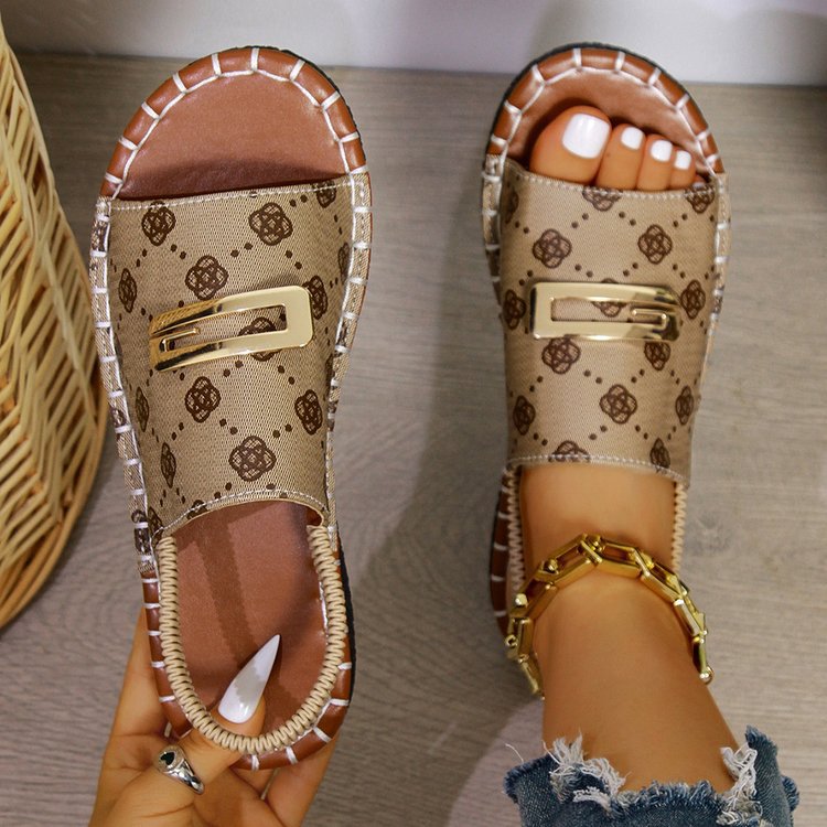 Women’s Plus Size Elastic Band Beach Flat Sandals