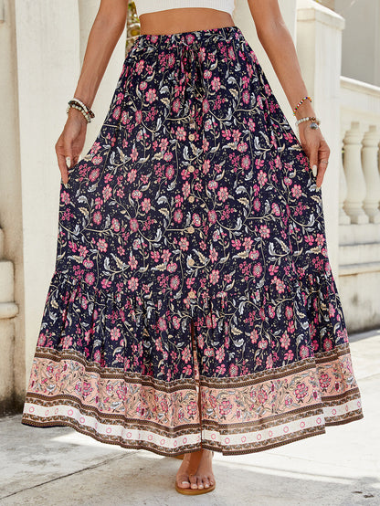 🔥Up to 69% OFF Today🔥Women's Summer Beach Pleated A-Line Boho Floral Elastic High Waist Maxi Skirts