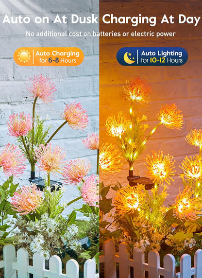 🌷Chikalabs Garden Pink Solar Flower Lights - 4 Pack LED Outdoor Garden Lights