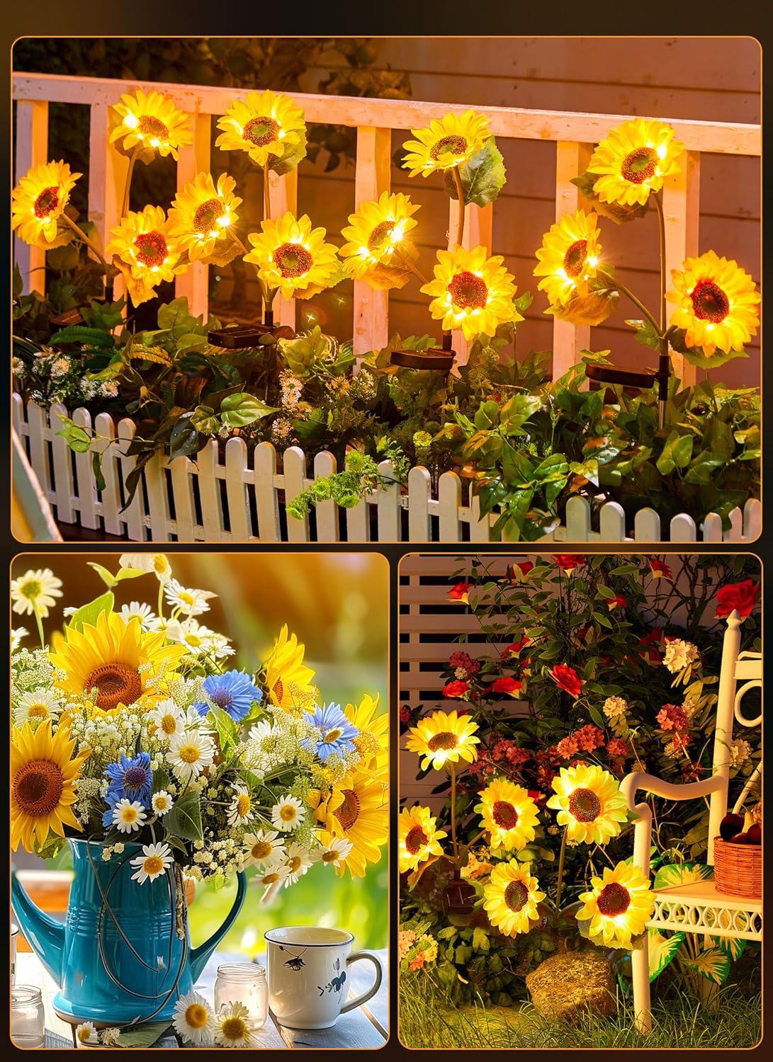 🌷Chikalabs Garden Pink Solar Flower Lights - 4 Pack LED Outdoor Garden Lights