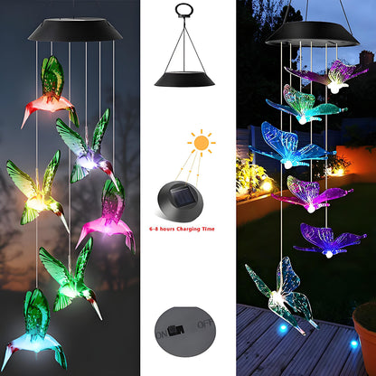 🦋 Beautify Your Garden 2025- ✨Chikalabs Creative Hummingbird Solar Wind Chimes