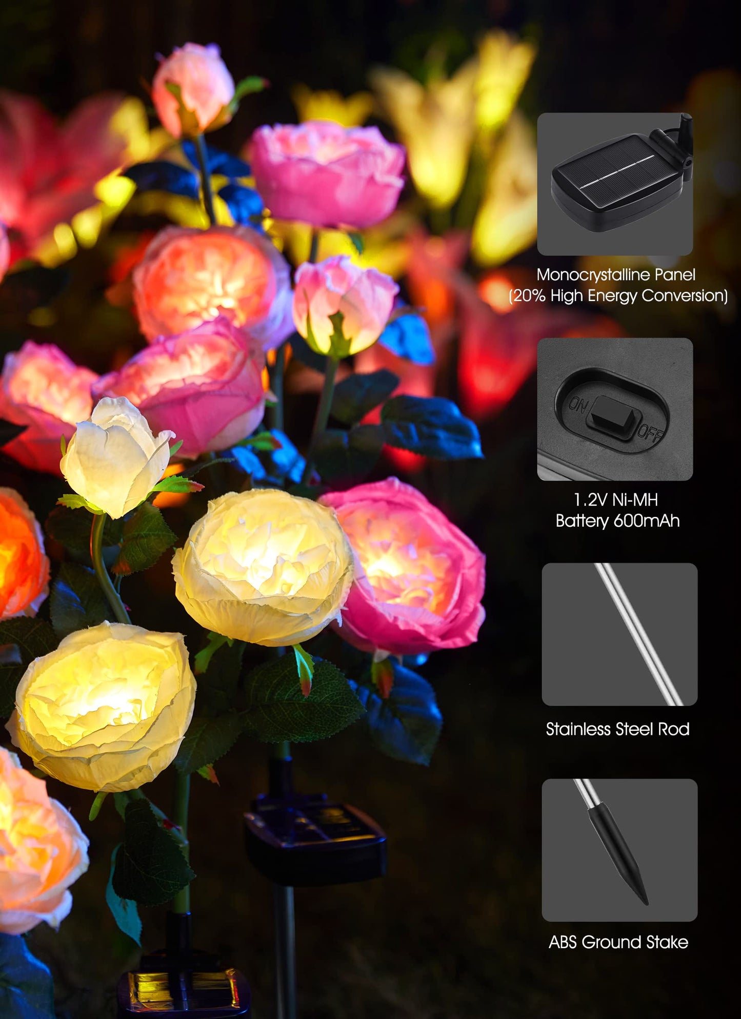 💐Chikalabs Garden Rose Solar Flower Lights