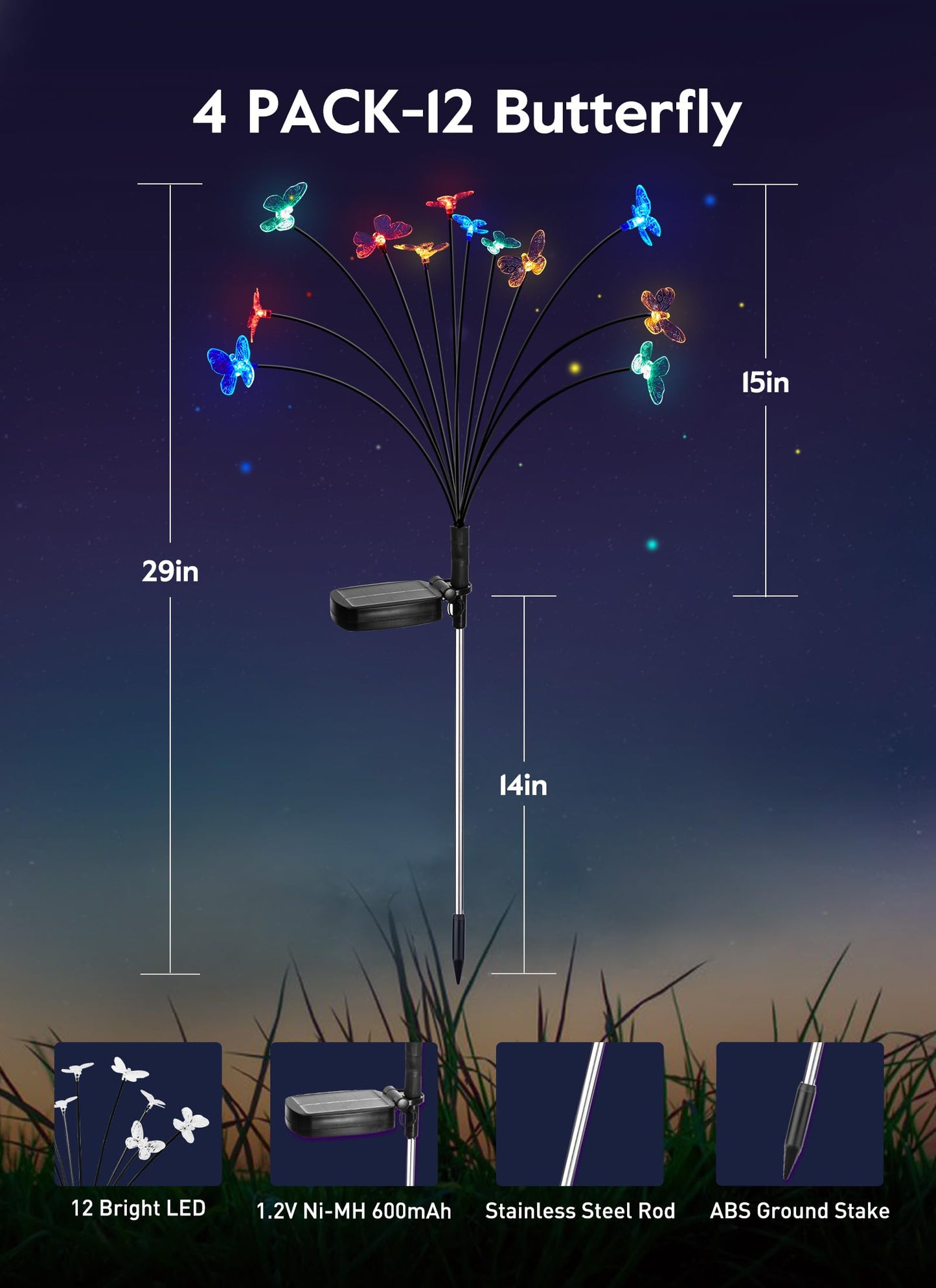 💐Chikalabs Garden Solar Garden Lights, 2 Lighting Modes