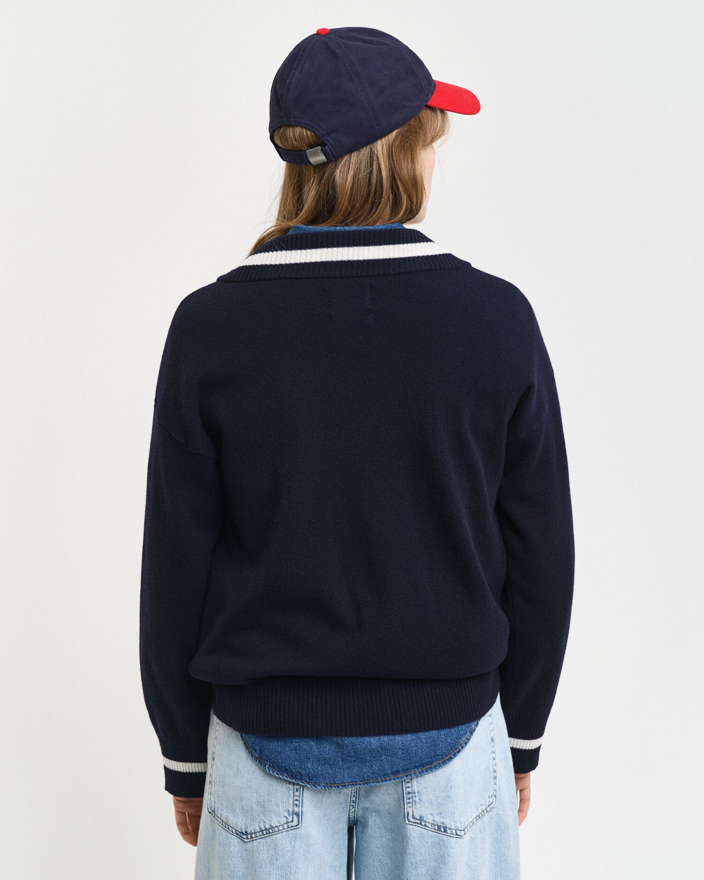 Superfine Lambswool Contrast V-Neck Sweater