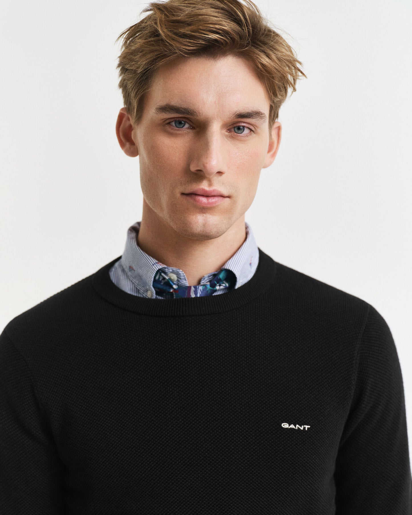 Cotton Piqué Crew Neck Sweater