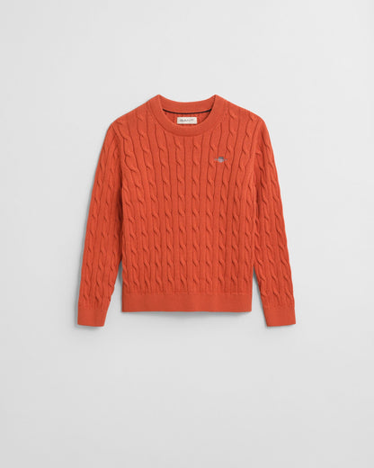 Kids Shield Cotton Cable Knit Crew Neck Sweater