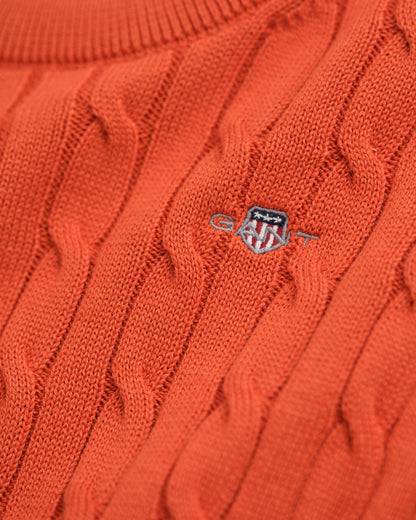 Kids Shield Cotton Cable Knit Crew Neck Sweater