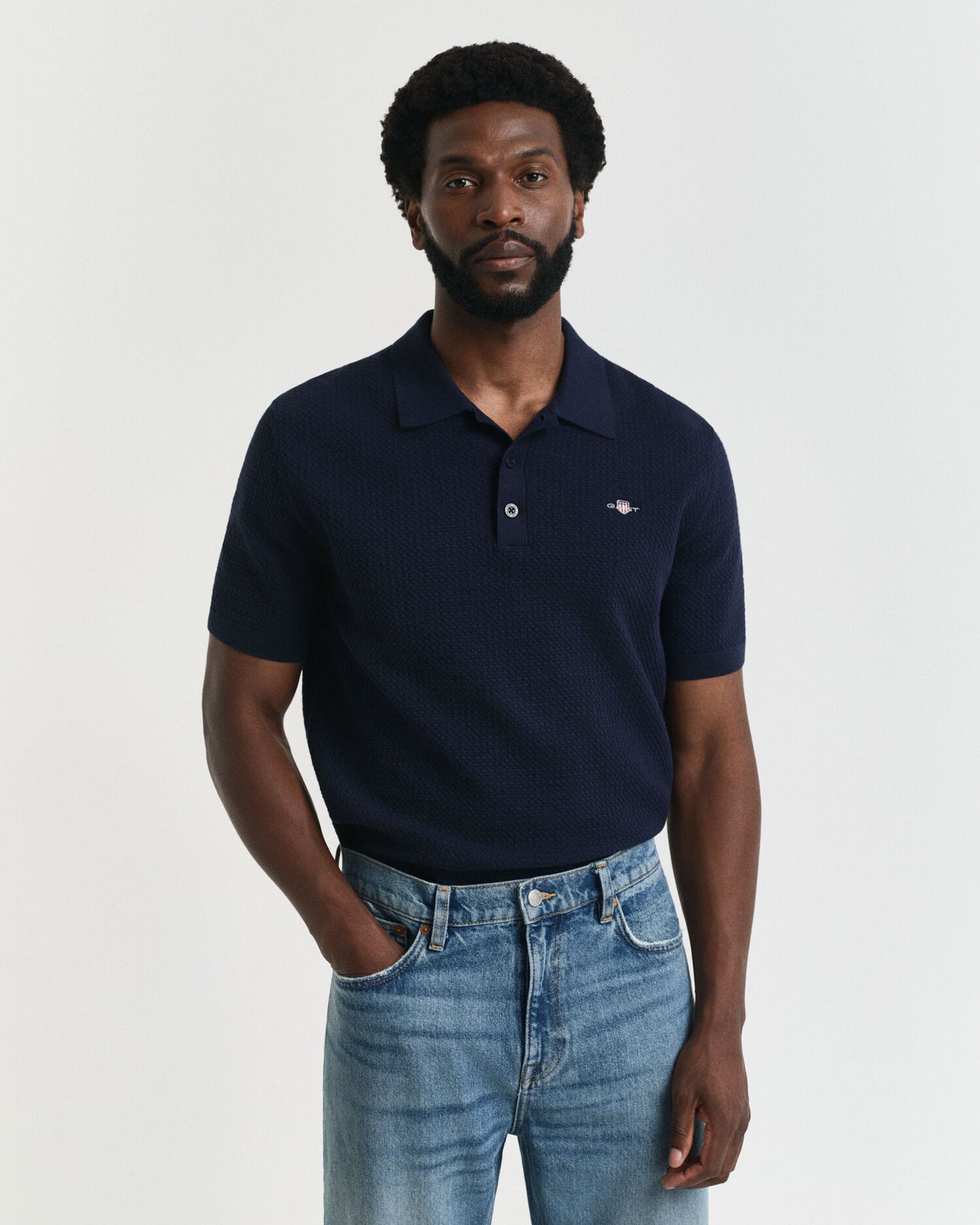 Textured Cotton Polo Shirt