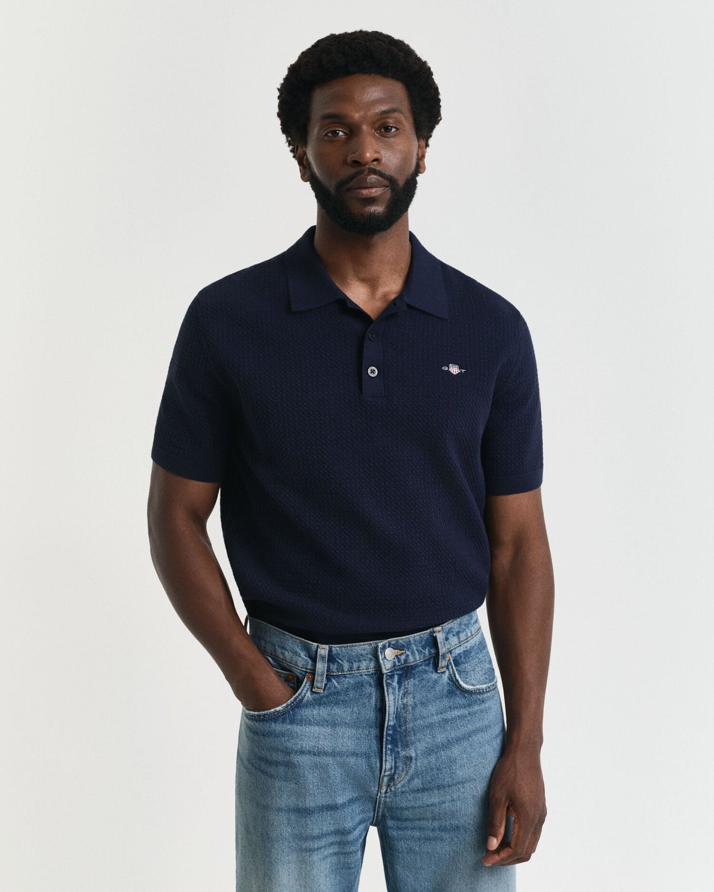 Textured Cotton Polo Shirt
