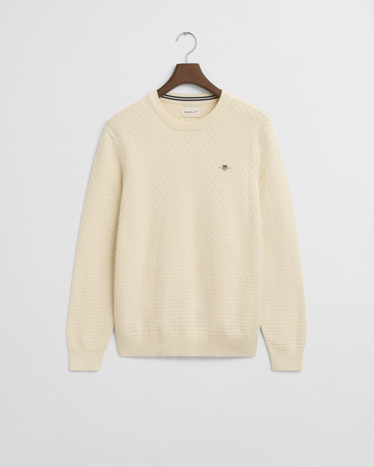 Micro Textured Crew Neck Sweater