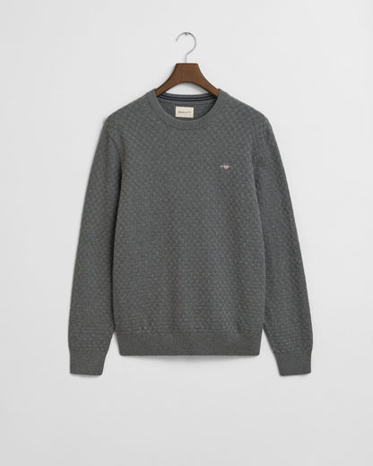 Micro Textured Crew Neck Sweater