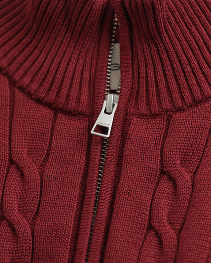 Cotton Cable Knit Half-Zip Sweater