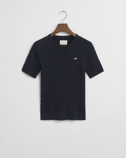 Stretch Cotton Cable Knit Sweater