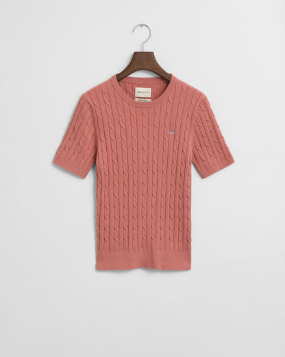 Stretch Cotton Cable Knit Sweater