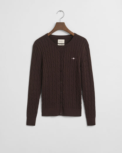 Stretch Cotton Cable Knit Cardigan