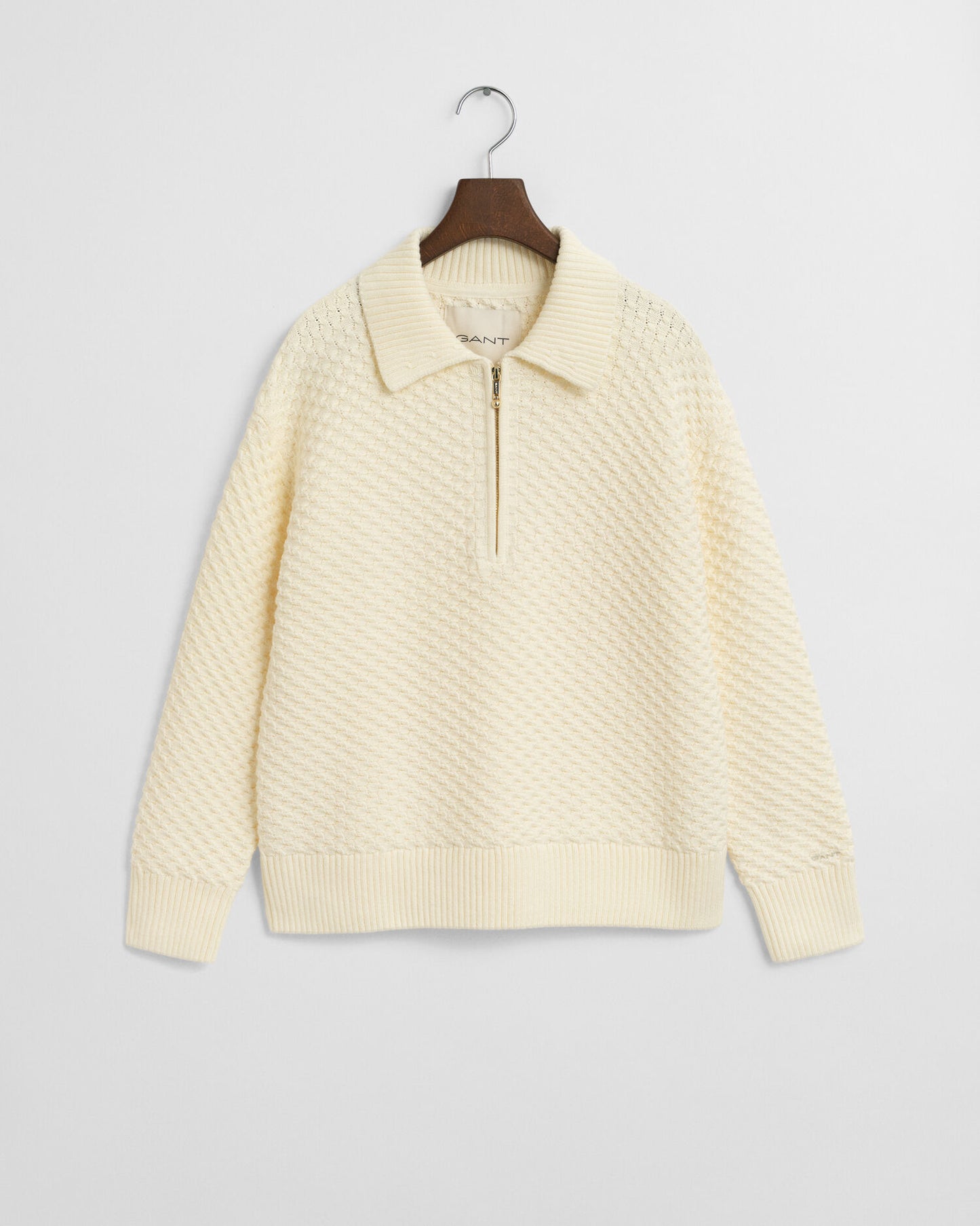 Textured Cotton Half-Zip Sweater