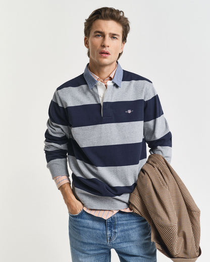 Chambray Collar Striped Heavy Rugger