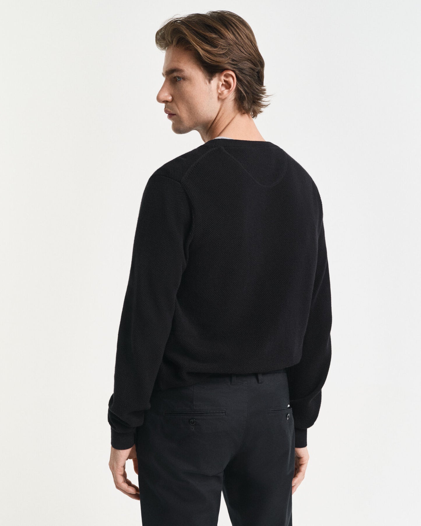 Cotton Piqué Crew Neck Sweater