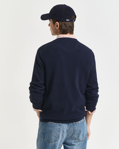 Cotton Piqué Crew Neck Sweater
