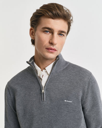 Cotton Piqué Half-Zip Sweater