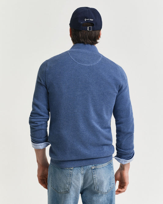 Cotton Piqué Half-Zip Sweater