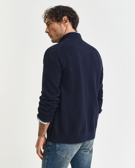 Cotton Piqué Zip Cardigan