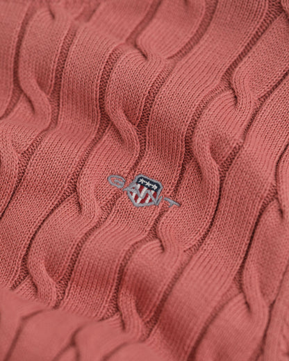 Teen Girls Stretch Cotton Cable Knit Crew Neck Sweater