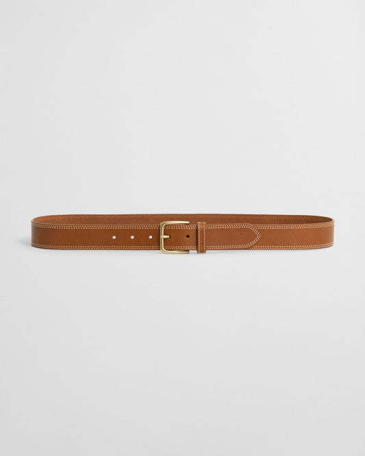 Contrast Stitch Leather Belt