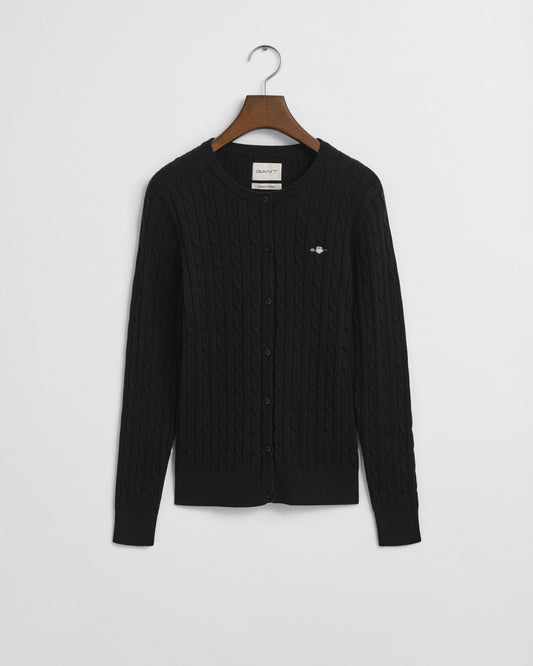 Stretch Cotton Cable Knit Cardigan