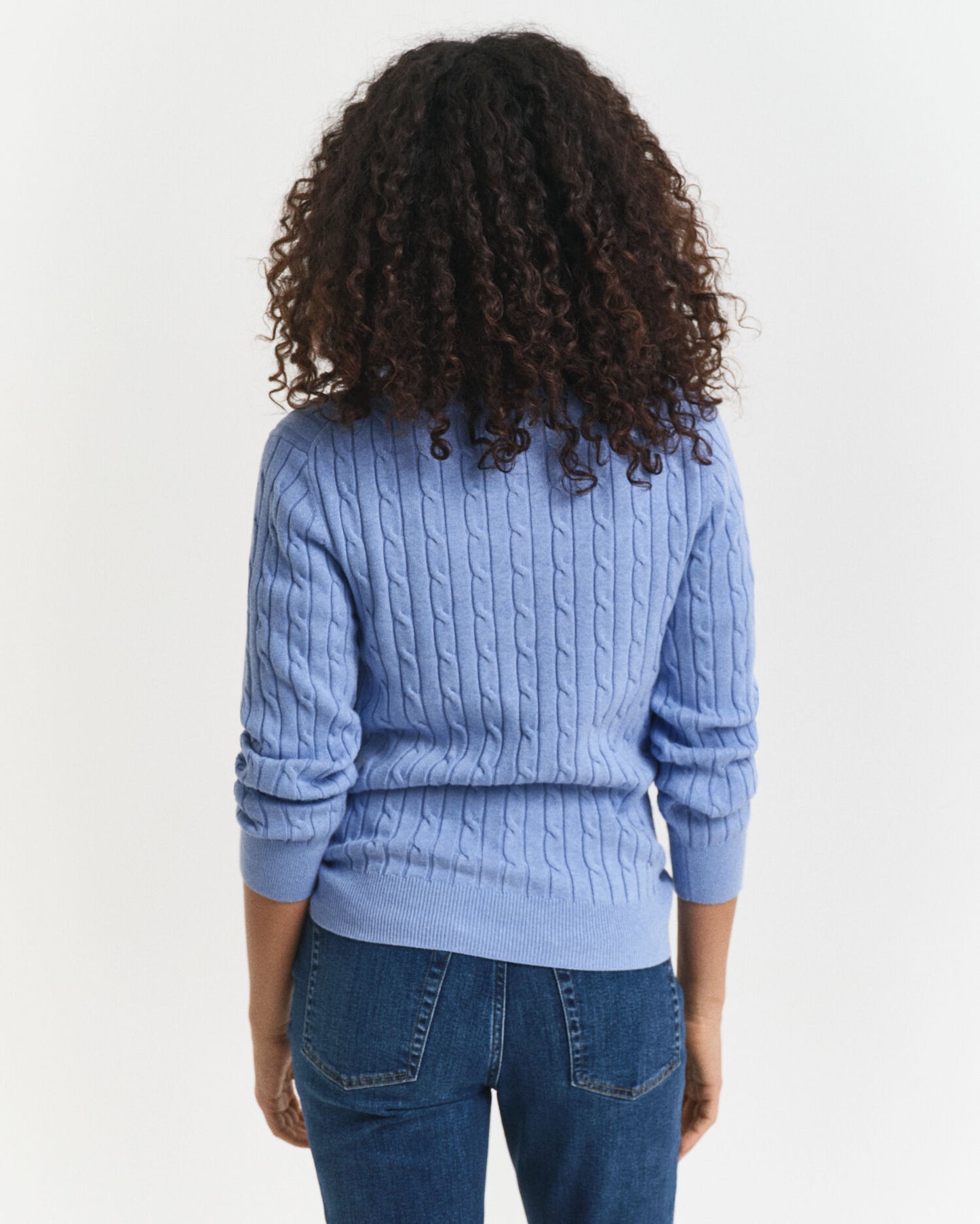 Stretch Cotton Cable Knit Half-Zip Sweater