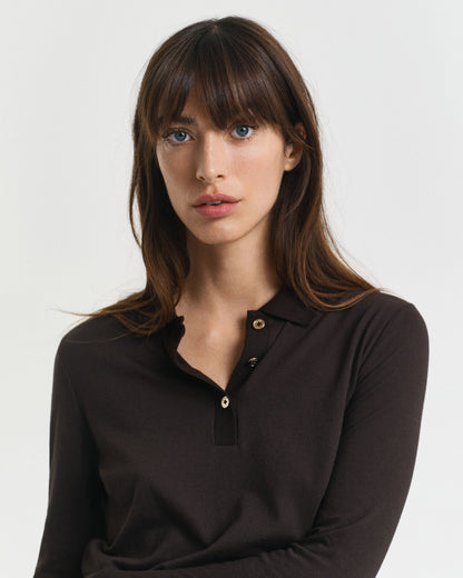 Seamless Buttoned Long Sleeve Polo Shirt