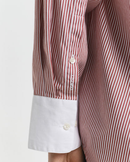 Oversized Contrast Collar Striped Shirt