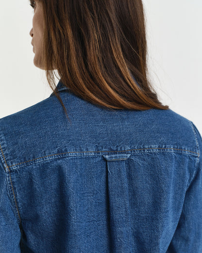 Regular Fit Puff Sleeve Denim Shirt