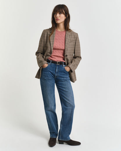 Stretch Cotton Cable Knit Sweater