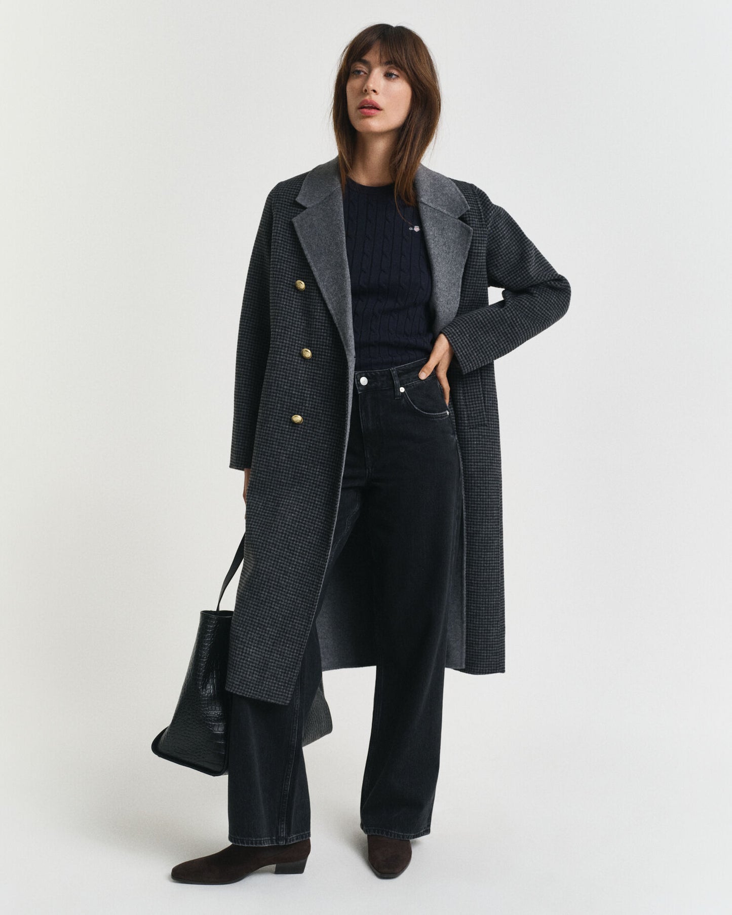 Stretch Cotton Cable Knit Sweater