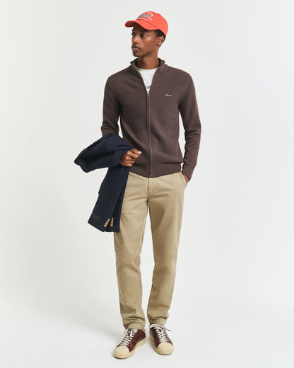 Cotton Piqué Zip Cardigan