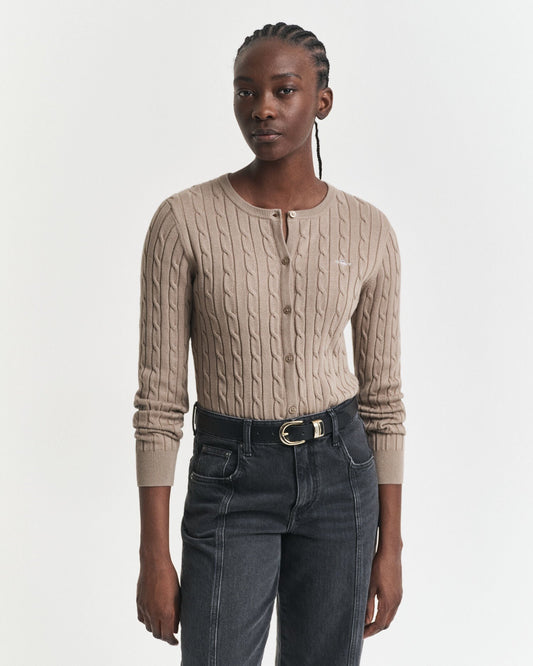 Stretch Cotton Cable Knit Cardigan