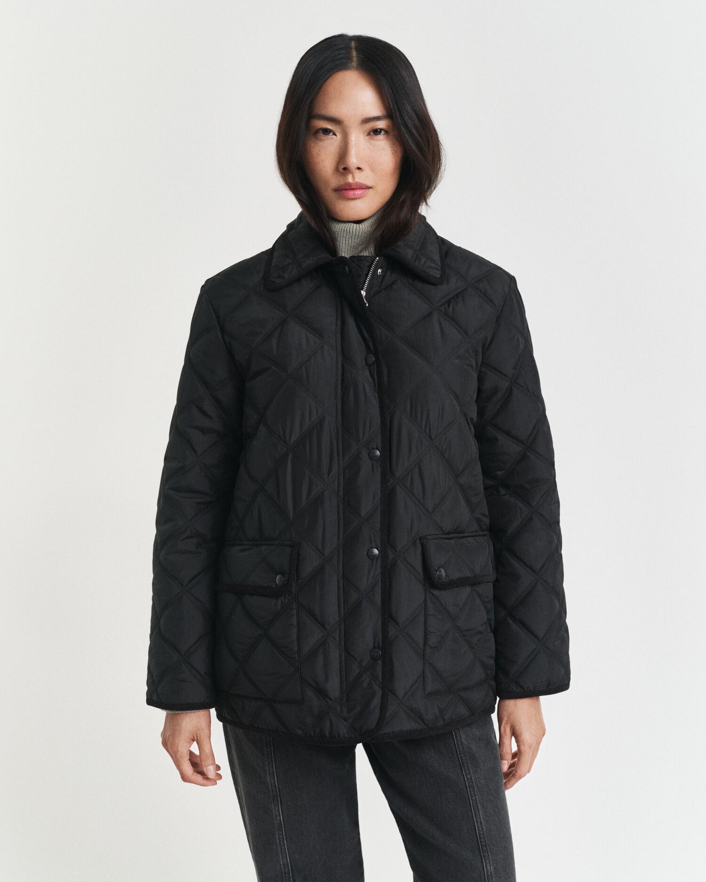 Quilted Corduroy Trim Jacket